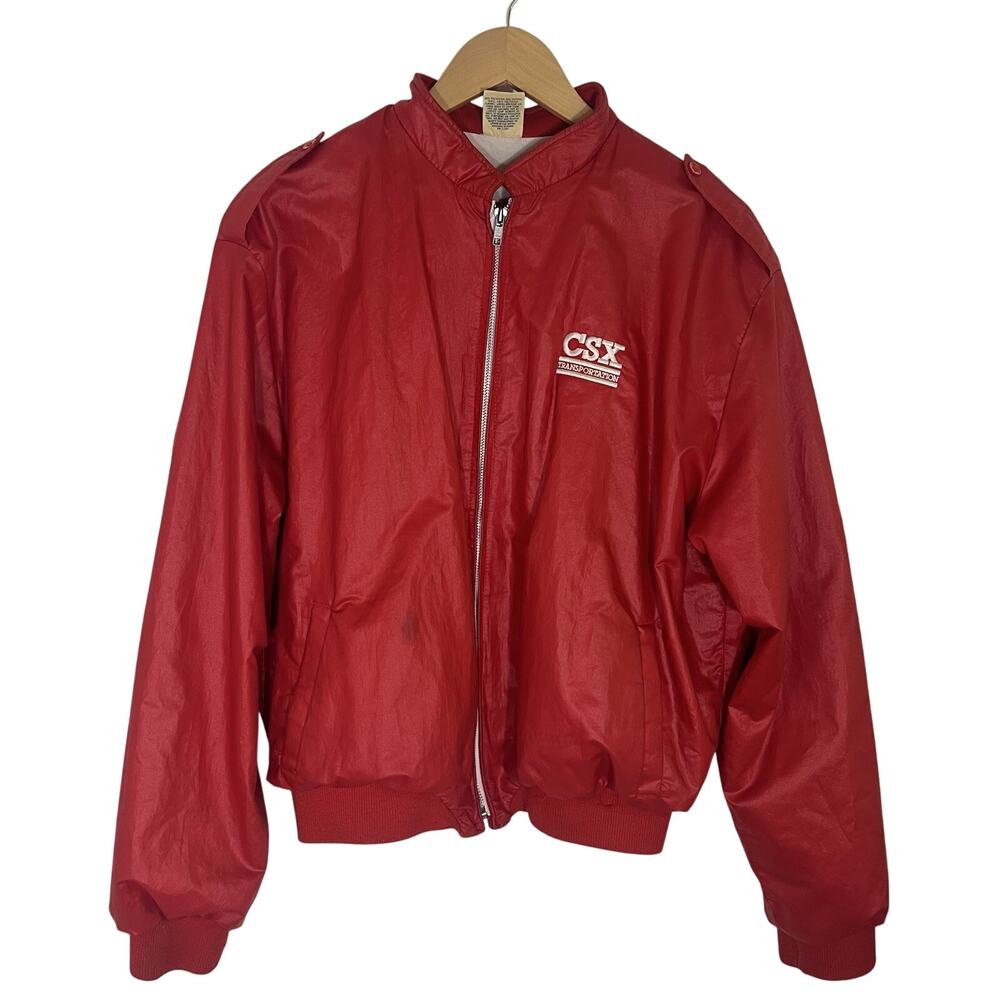 CSX Transportation Men's Jacket Large Full Zip Windbreaker Red Freight Retro